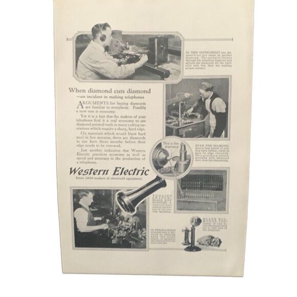 Vintage 1923 Western Electric Diamond Cuts Diamond Ad Advertisement - Picture 3 of 4
